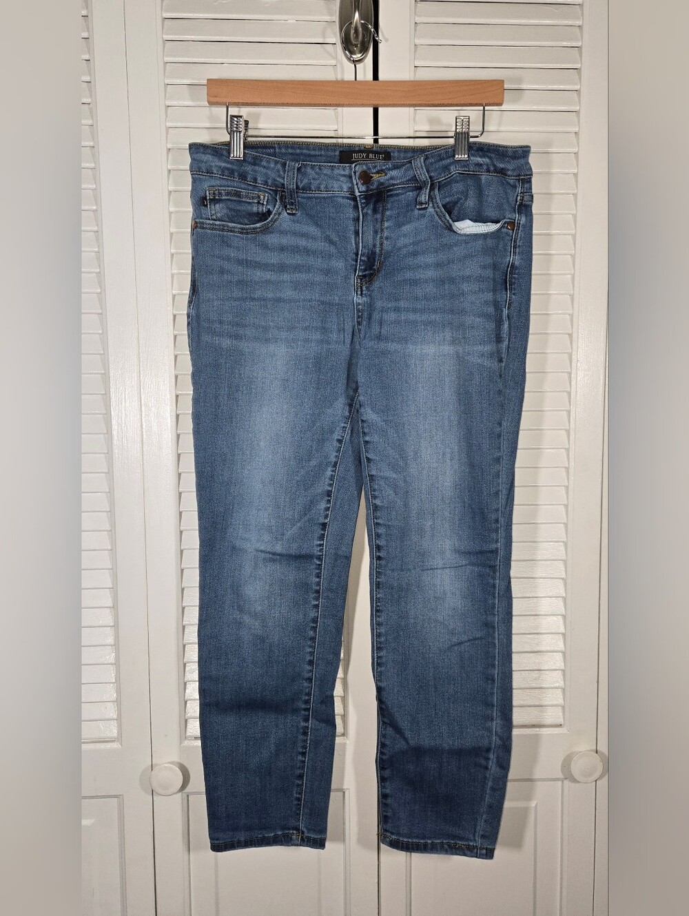 Judy Blue Relaxed Fit Denim Stretch Mid Rise Skinny 5 Pocket Zipper Jeans Sz 31
